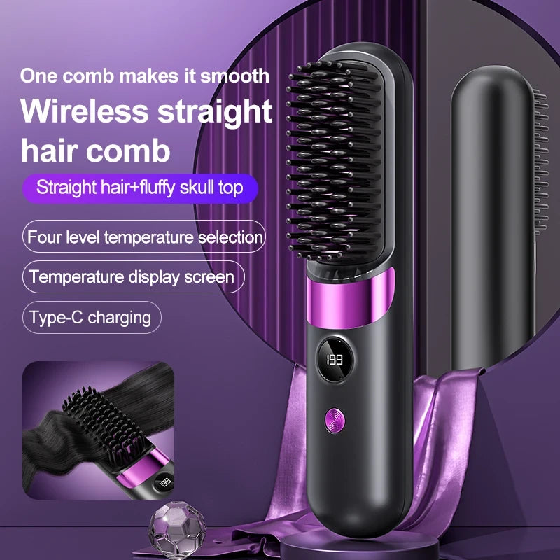 Portable Cordless Hair Straightening Brush