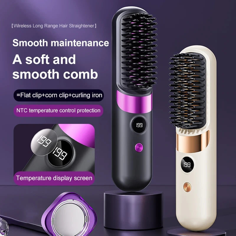 Portable Cordless Hair Straightening Brush