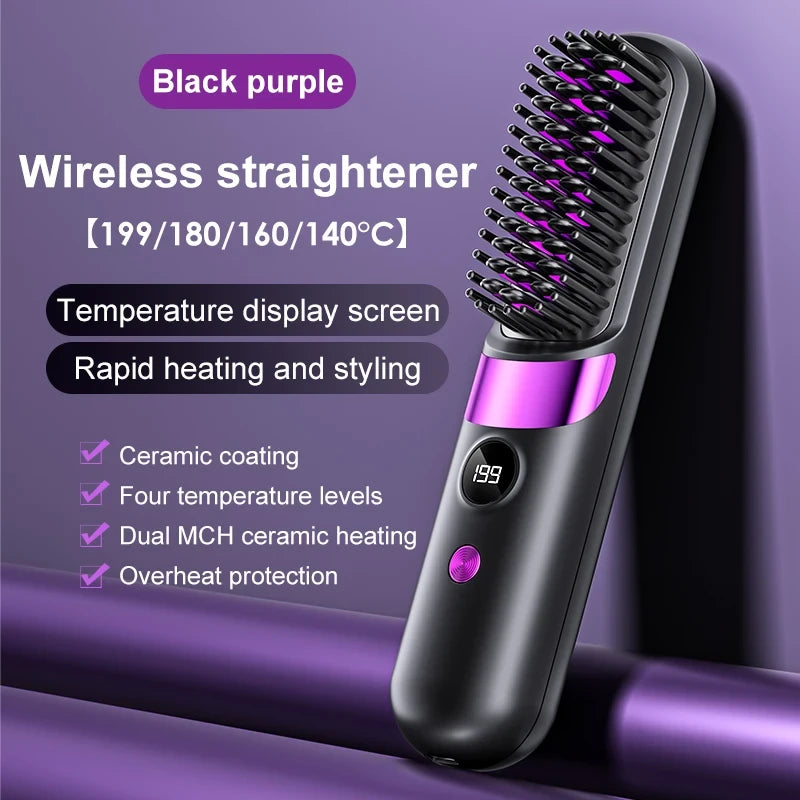 Portable Cordless Hair Straightening Brush